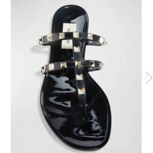 Valentino Garavani Rockstud  T-Strap Sandals Black Size 41 (US 11)